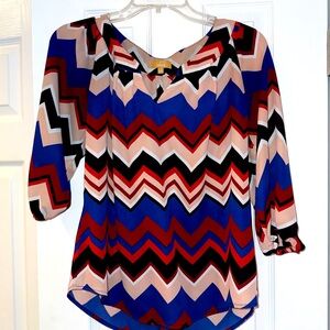 Vibrant Chevron Print Blouse - Multicolor